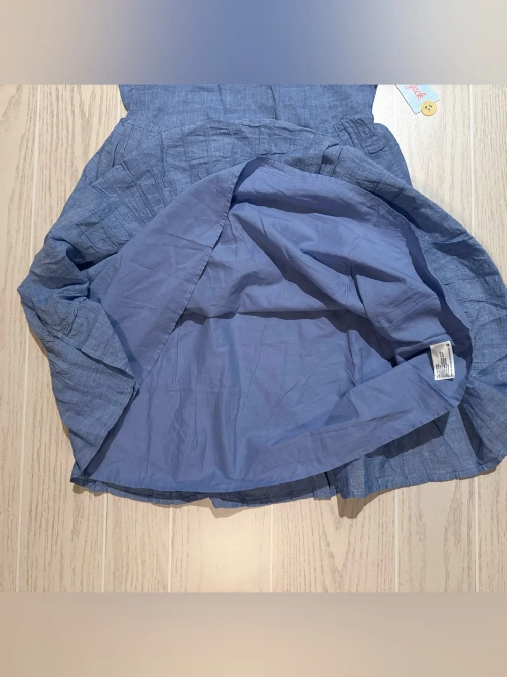 Cat‎ & Jack Blue Cotton Dress Girls XXL 18 Bow Back Ruffle Hem NWT
